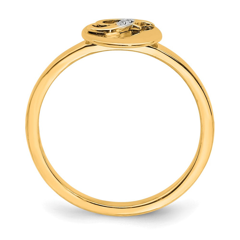 14k Yellow Gold Real Diamond Initial F Ring