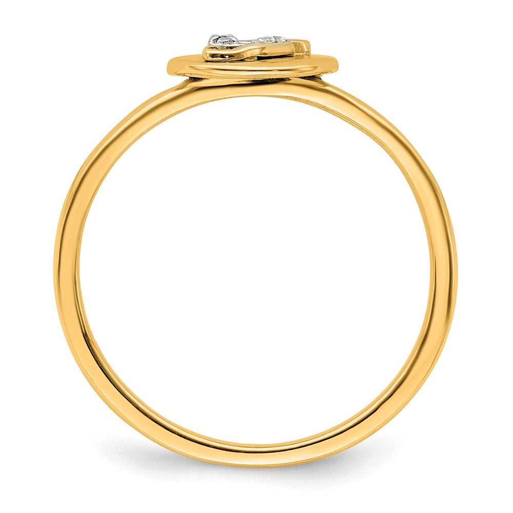 14k Yellow Gold Real Diamond Initial G Ring