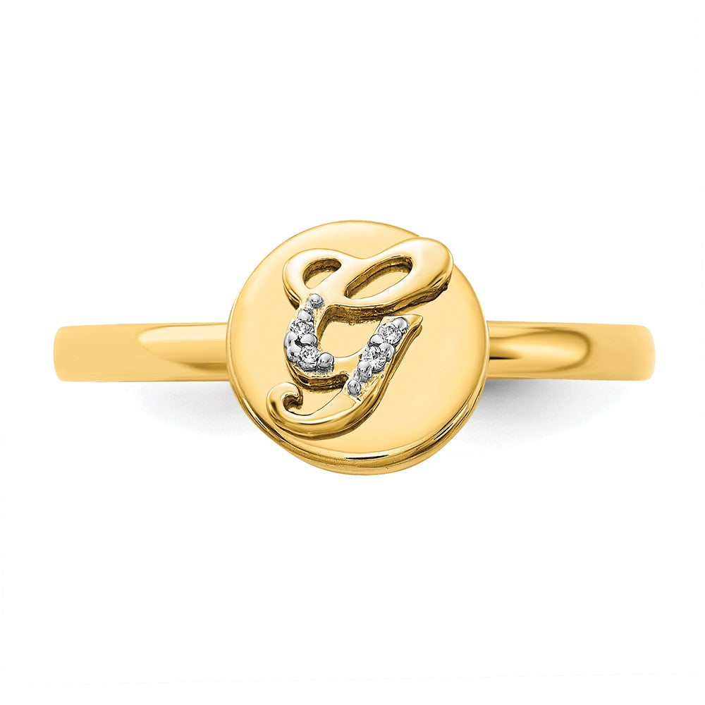 14k Yellow Gold Real Diamond Initial G Ring