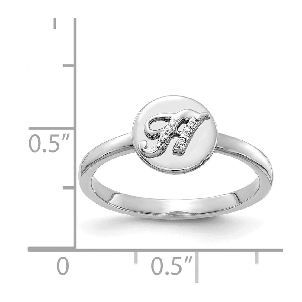 14k White Gold Real Diamond Initial H Ring