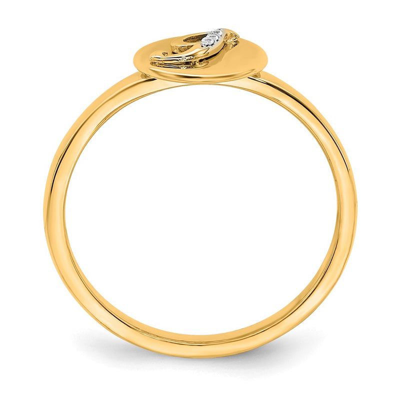 14k Yellow Gold Real Diamond Initial I Ring