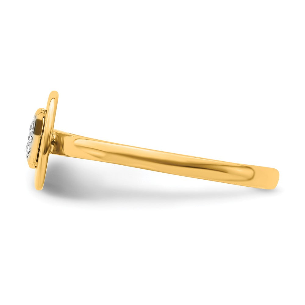 14k Yellow Gold Real Diamond Initial I Ring