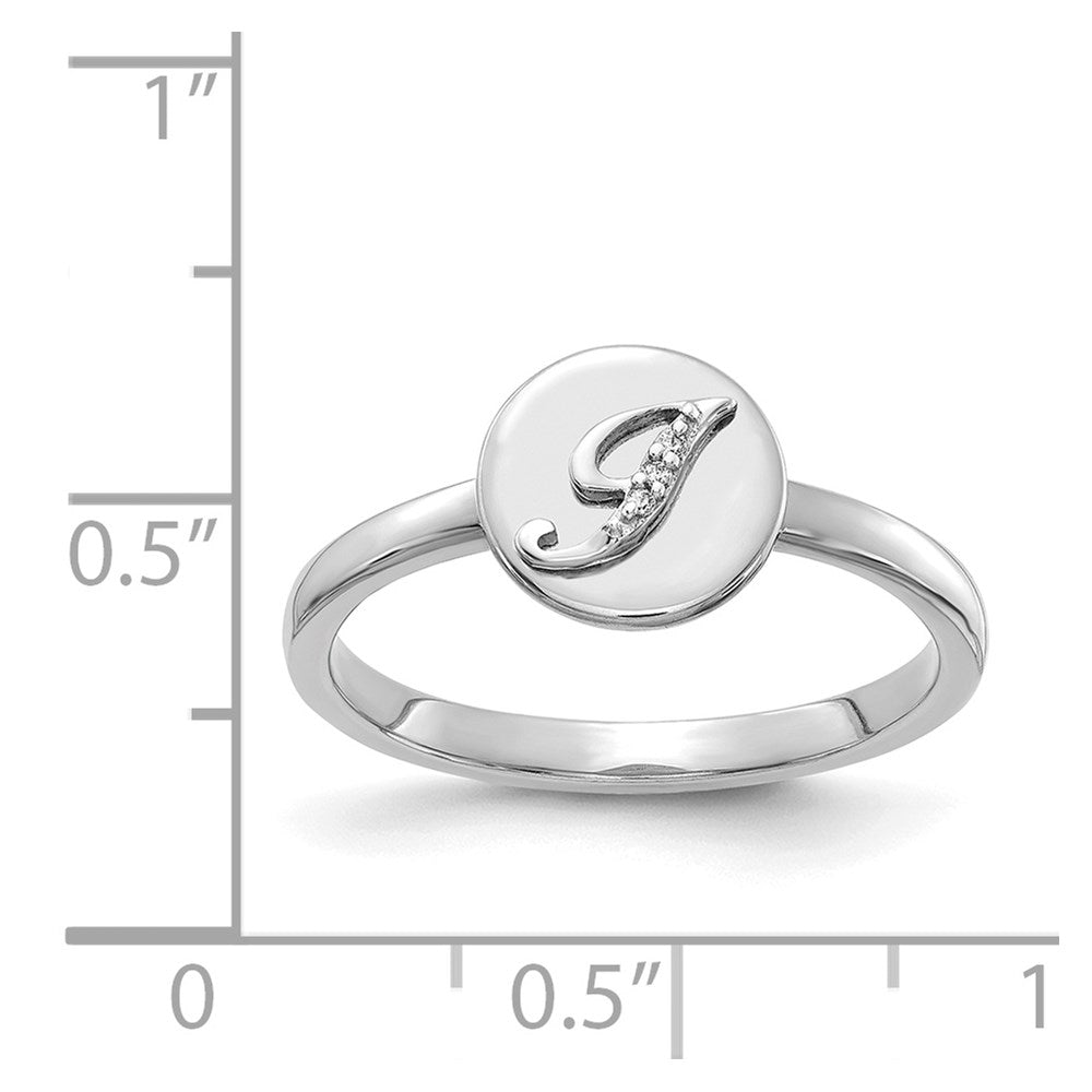 14k White Gold Real Diamond Initial J Ring