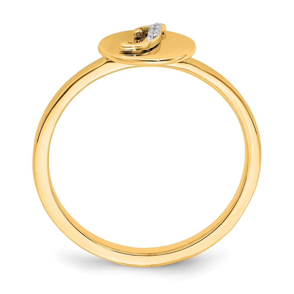 14k Yellow Gold Real Diamond Initial J Ring