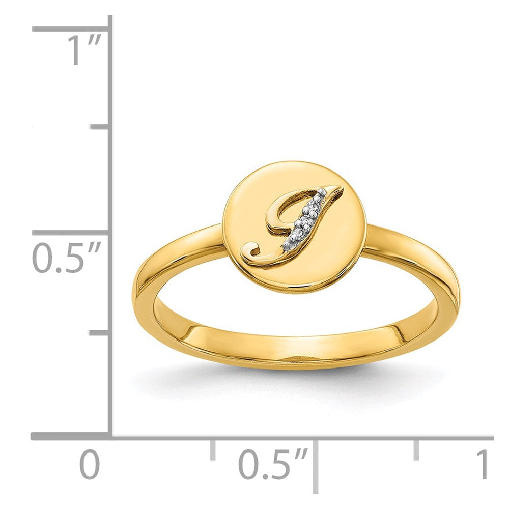 14k Yellow Gold Real Diamond Initial J Ring