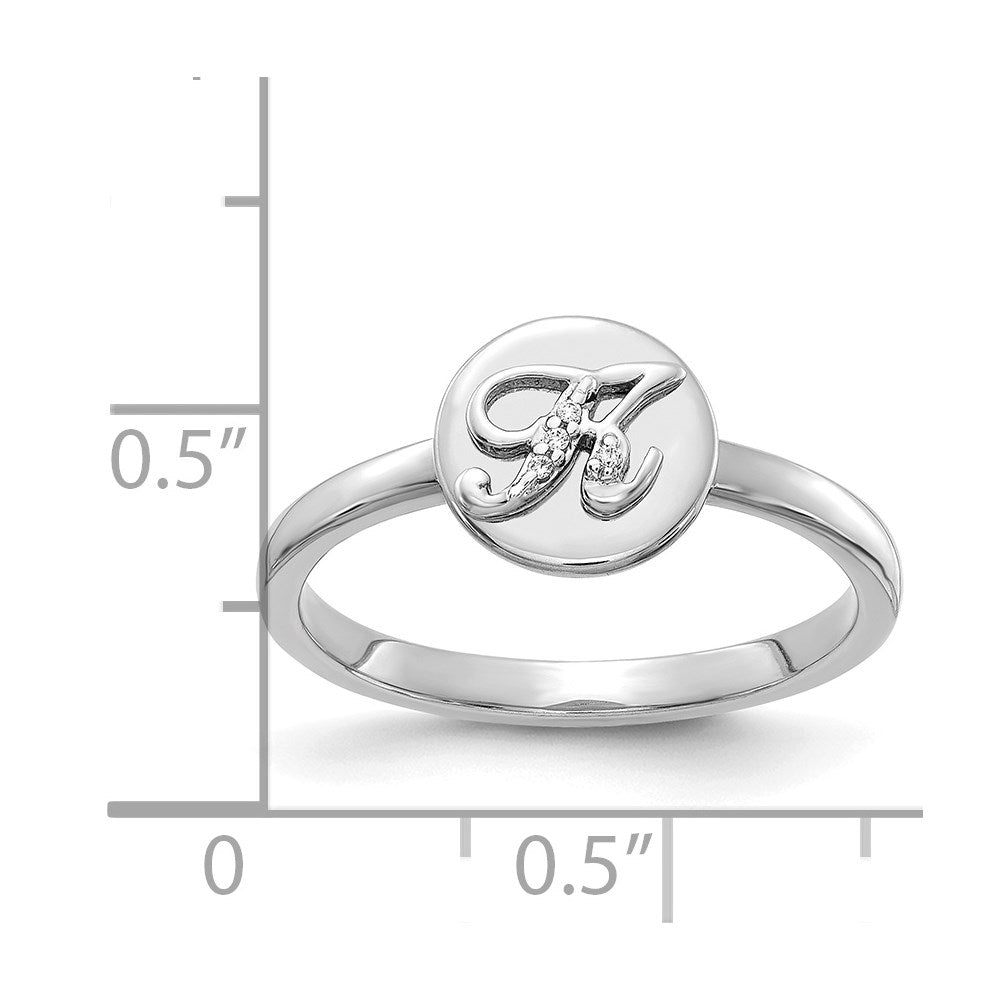 14k White Gold Real Diamond Initial K Ring