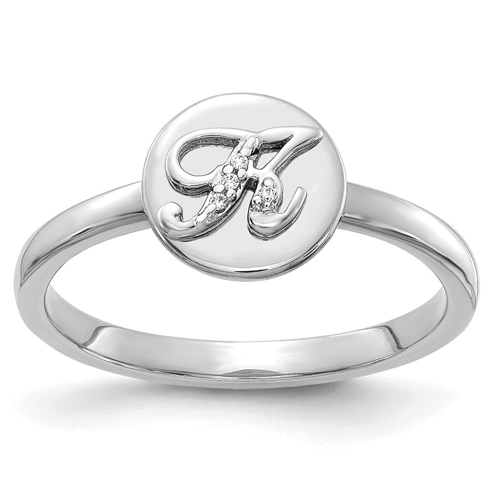 14k White Gold Real Diamond Initial K Ring