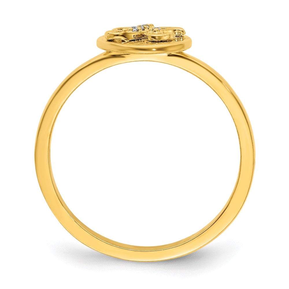 14k Yellow Gold Real Diamond Initial K Ring