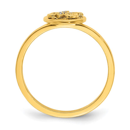 14k Yellow Gold Real Diamond Initial K Ring