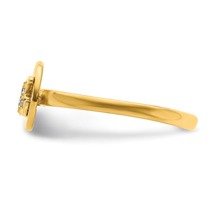 14k Yellow Gold Real Diamond Initial K Ring