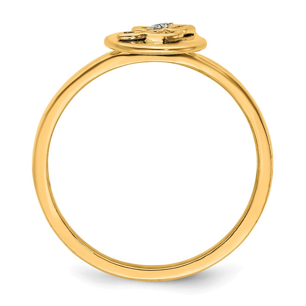 14k Yellow Gold Real Diamond Initial L Ring