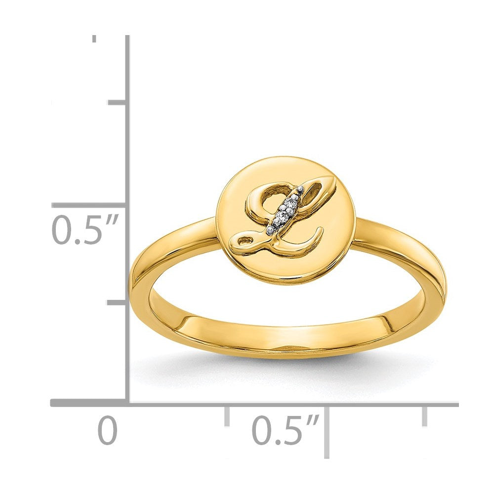 14k Yellow Gold Real Diamond Initial L Ring