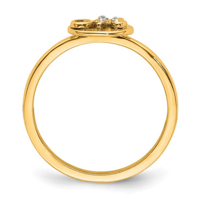 14k Yellow Gold Real Diamond Initial M Ring