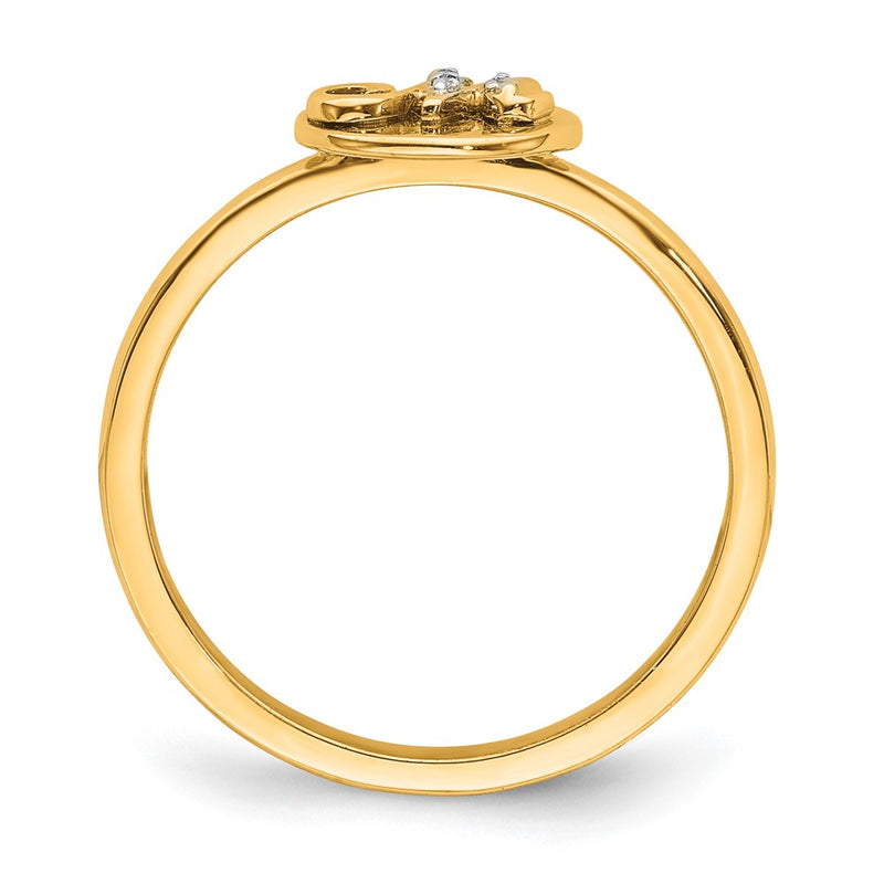 14k Yellow Gold Real Diamond Initial M Ring