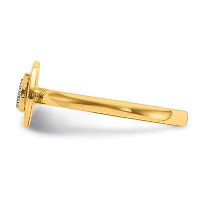 14k Yellow Gold Real Diamond Initial M Ring