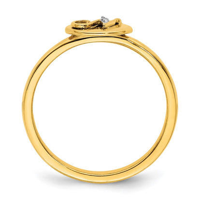 14k Yellow Gold Real Diamond Initial N Ring