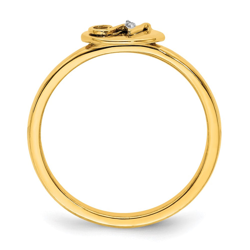 14k Yellow Gold Real Diamond Initial N Ring