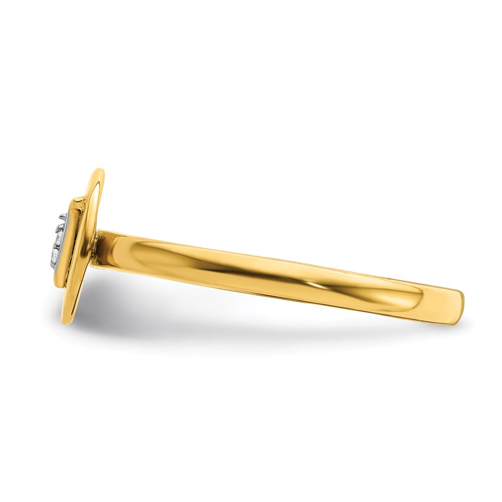14k Yellow Gold Real Diamond Initial N Ring
