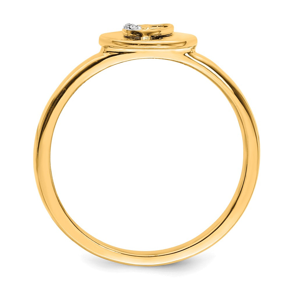 14k Yellow Gold Real Diamond Initial O Ring