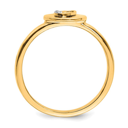 14k Yellow Gold Real Diamond Initial O Ring