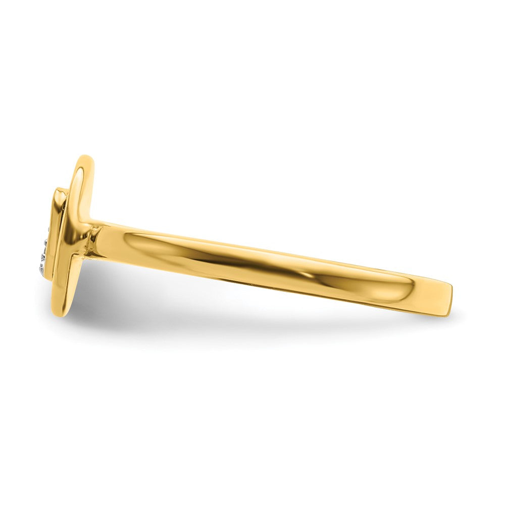 14k Yellow Gold Real Diamond Initial O Ring