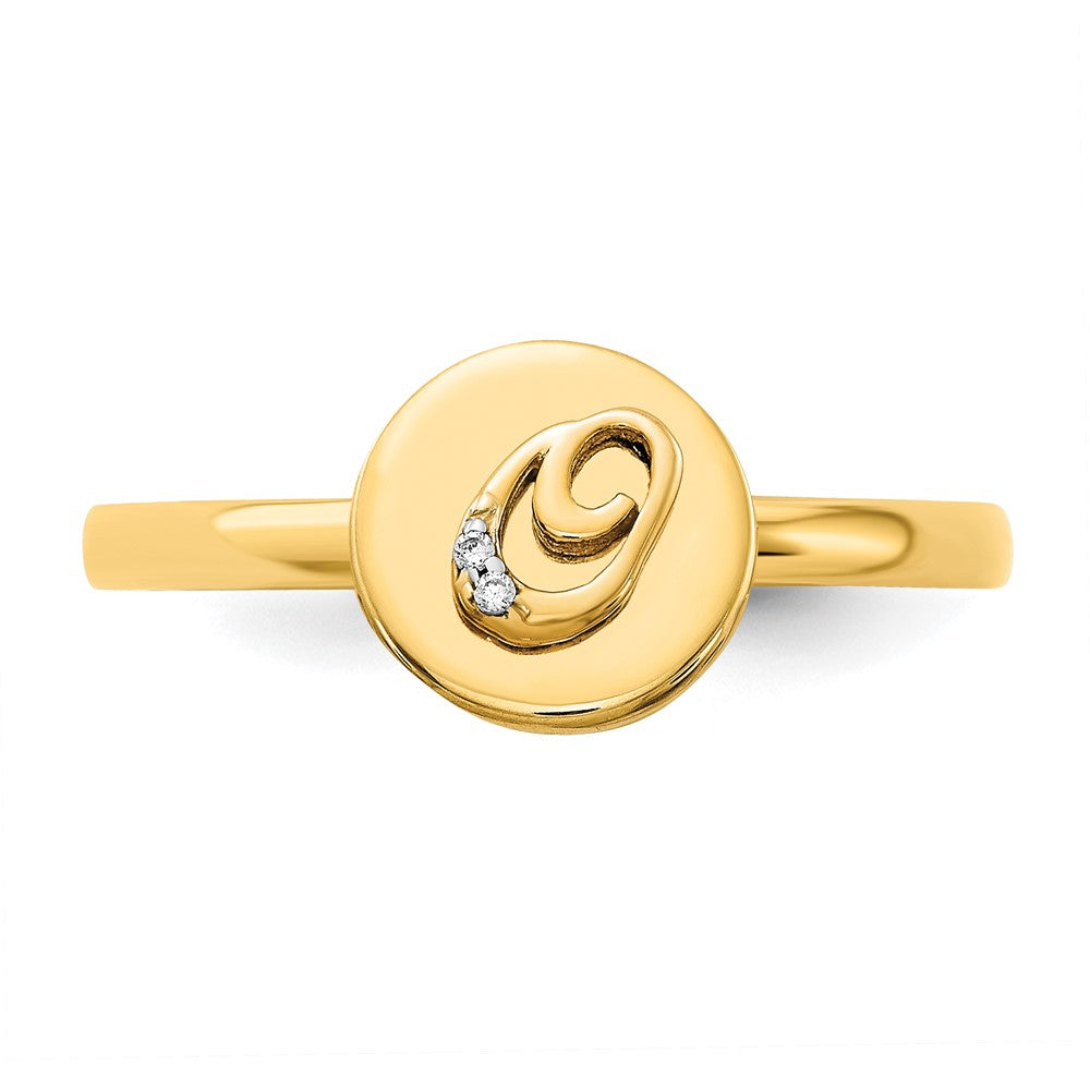 14k Yellow Gold Real Diamond Initial O Ring