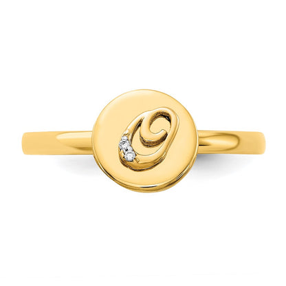 14k Yellow Gold Real Diamond Initial O Ring
