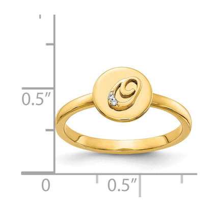14k Yellow Gold Real Diamond Initial O Ring