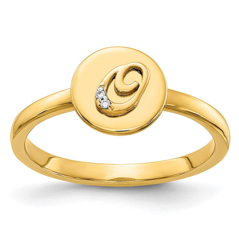 14k Yellow Gold Real Diamond Initial O Ring