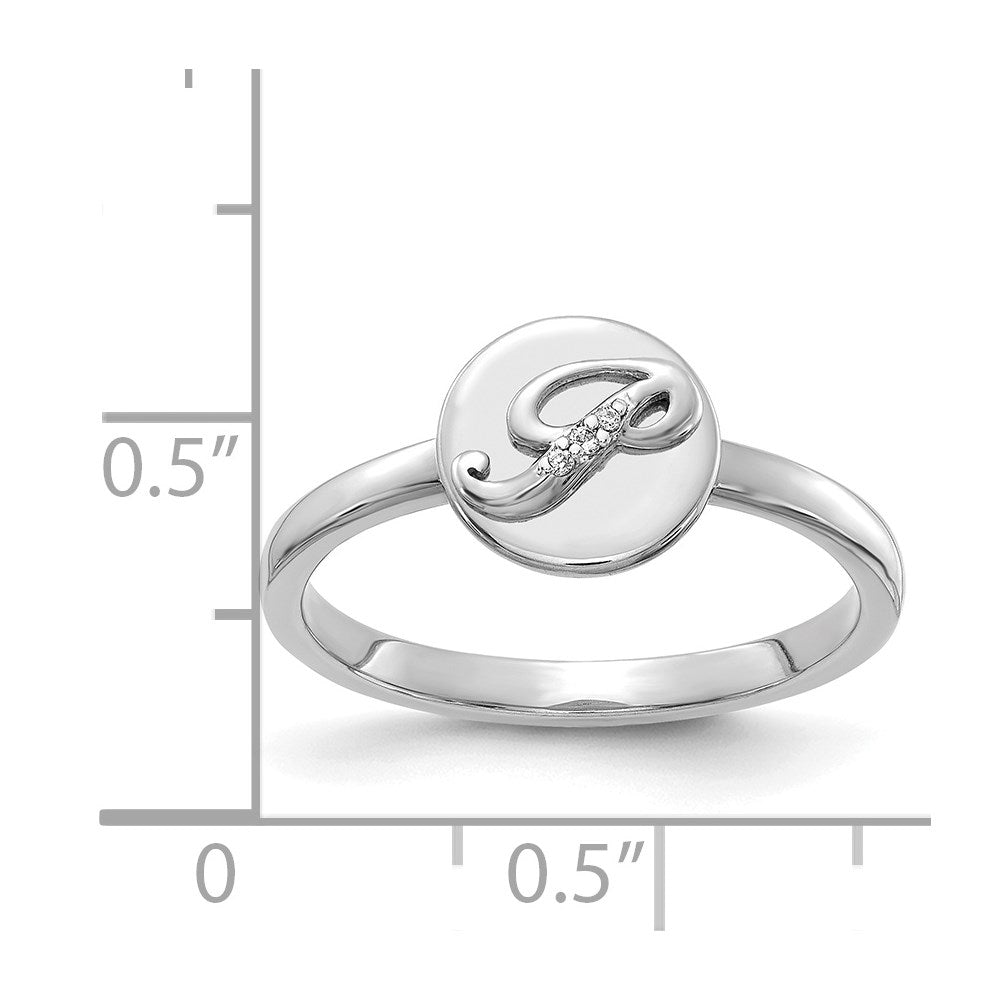 14k White Gold Real Diamond Initial P Ring