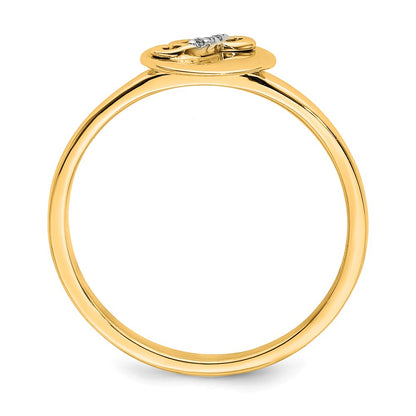 14k Yellow Gold Real Diamond Initial P Ring