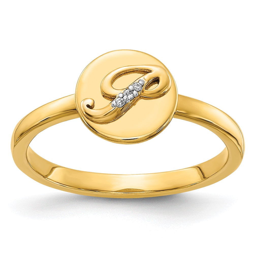 14k Yellow Gold Real Diamond Initial P Ring