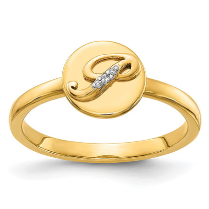 14k Yellow Gold Real Diamond Initial P Ring