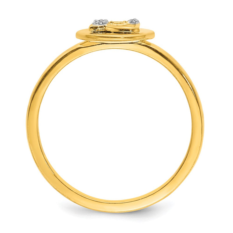 14k Yellow Gold Real Diamond Initial Q Ring