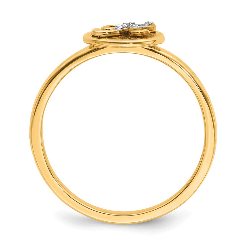 14k Yellow Gold Real Diamond Initial R Ring