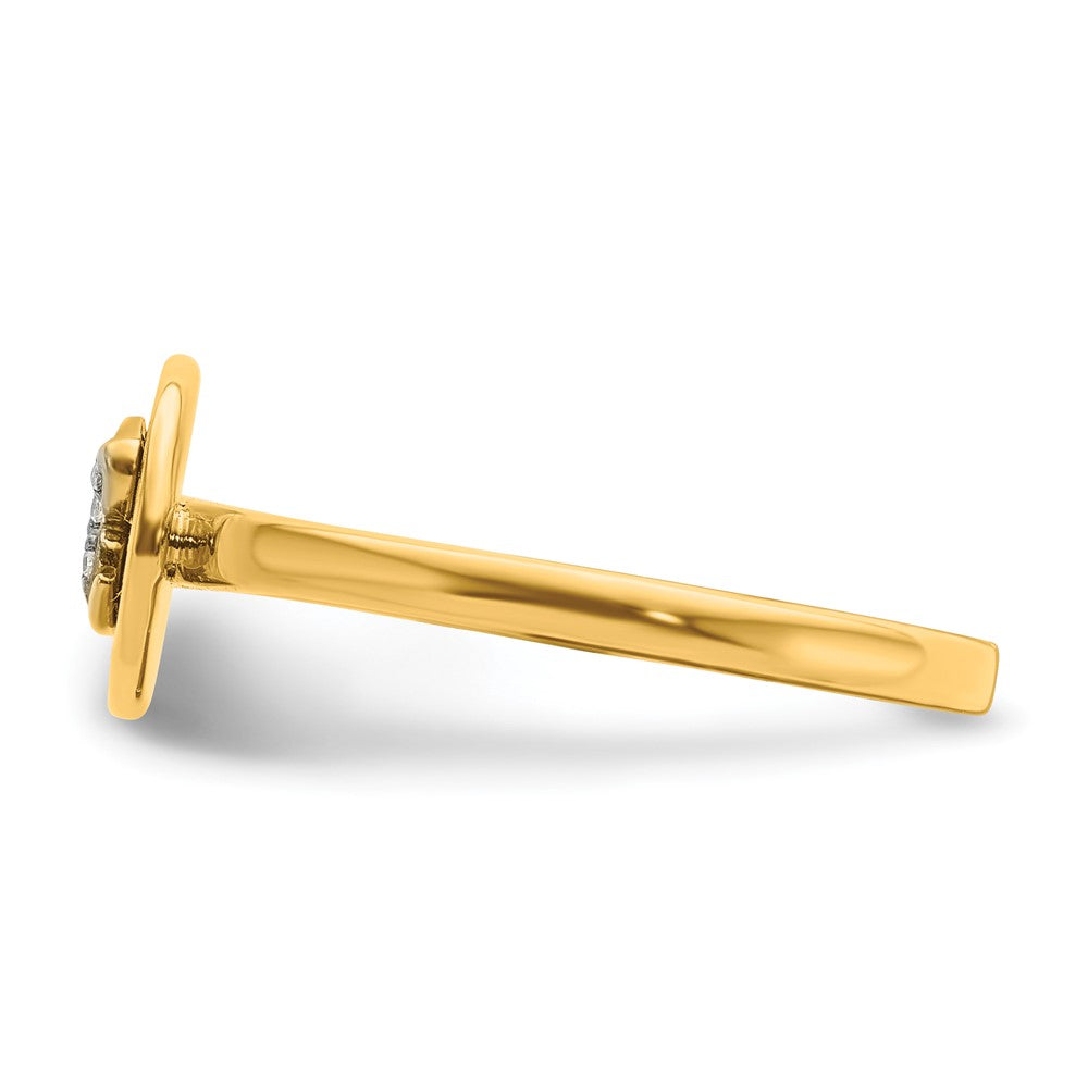 14k Yellow Gold Real Diamond Initial R Ring