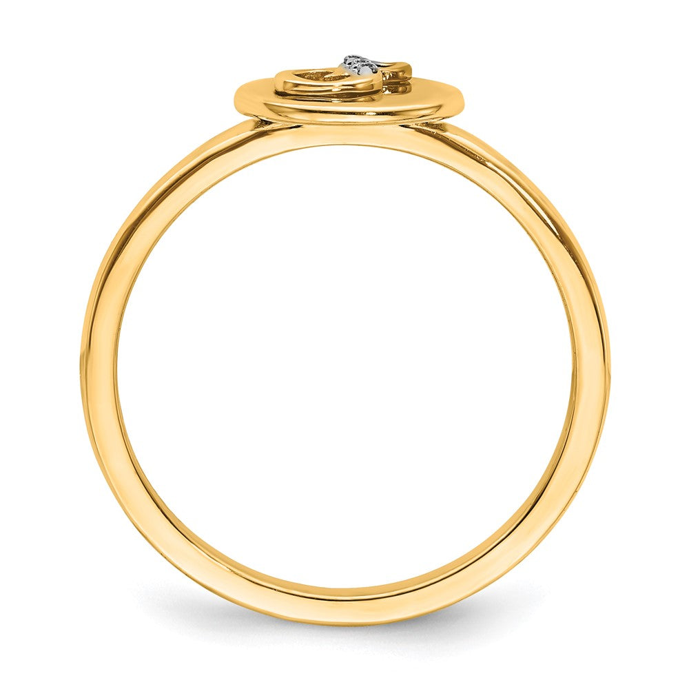 14k Yellow Gold Real Diamond Initial S Ring
