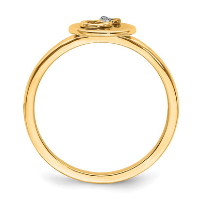 14k Yellow Gold Real Diamond Initial S Ring