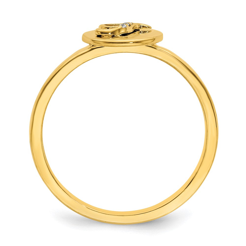 14k Yellow Gold Real Diamond Initial T Ring