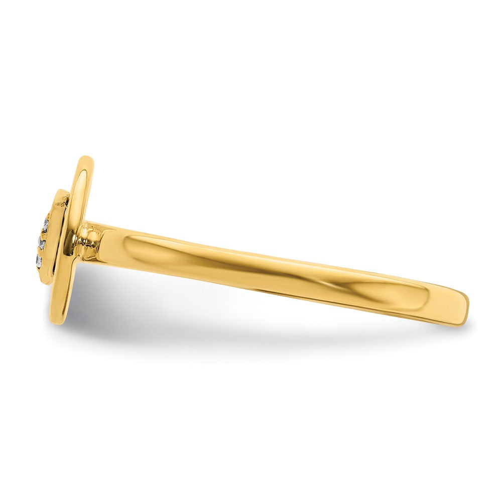 14k Yellow Gold Real Diamond Initial T Ring