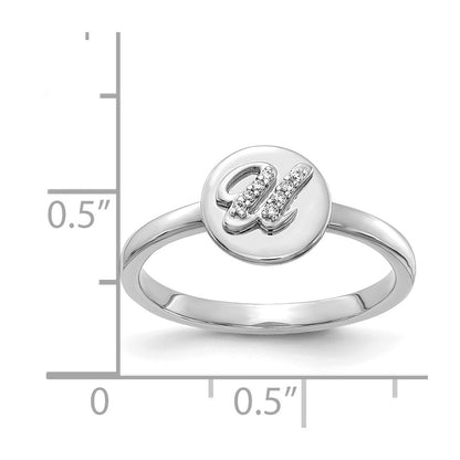14k White Gold Real Diamond Initial U Ring