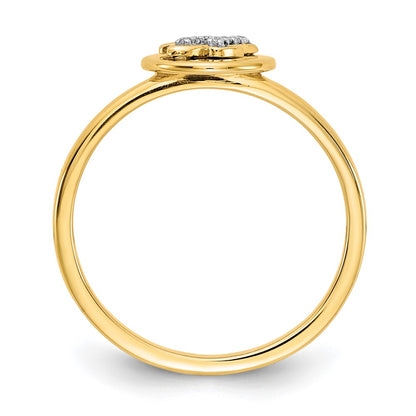 14k Yellow Gold Real Diamond Initial U Ring