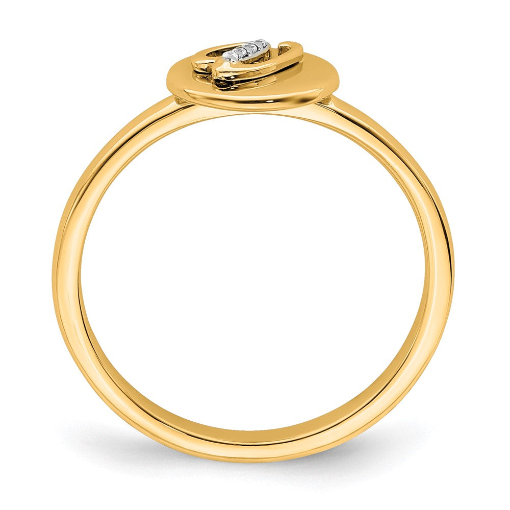 14k Yellow Gold Real Diamond Initial V Ring