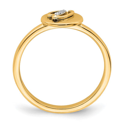14k Yellow Gold Real Diamond Initial V Ring