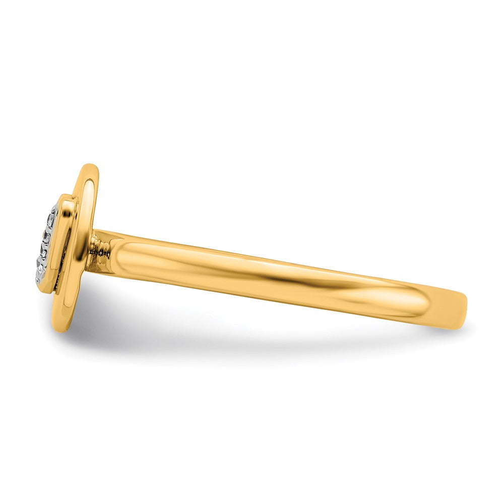 14k Yellow Gold Real Diamond Initial V Ring
