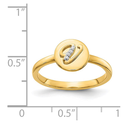 14k Yellow Gold Real Diamond Initial V Ring