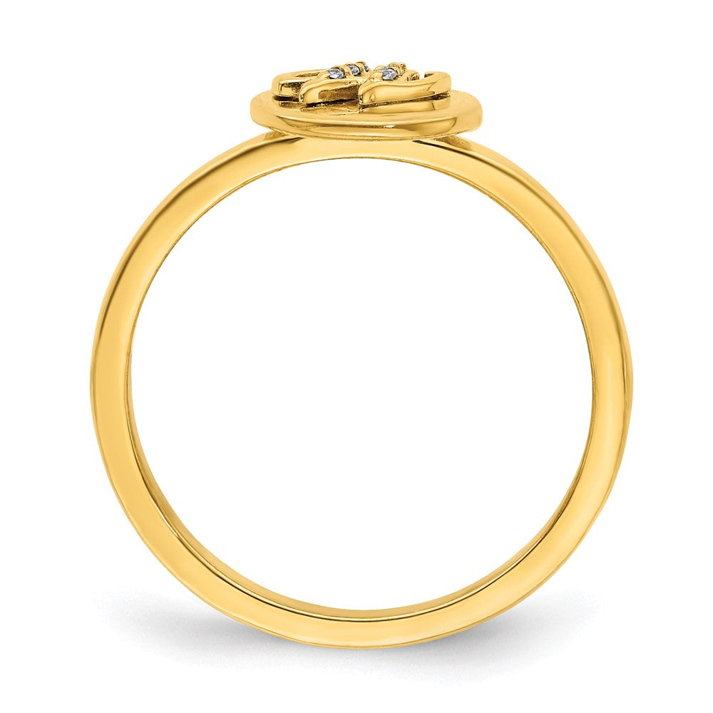 14k Yellow Gold Real Diamond Initial W Ring