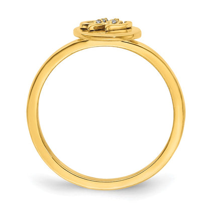 14k Yellow Gold Real Diamond Initial W Ring