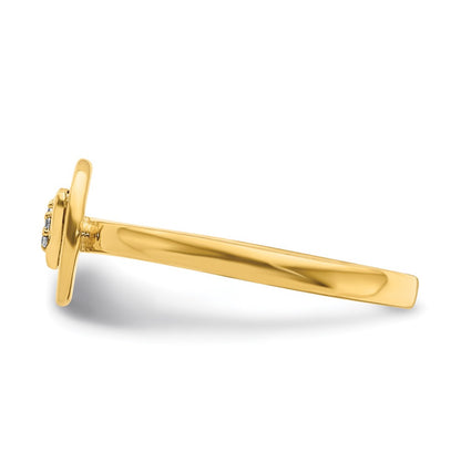 14k Yellow Gold Real Diamond Initial W Ring