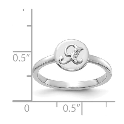 14k White Gold Real Diamond Initial X Ring